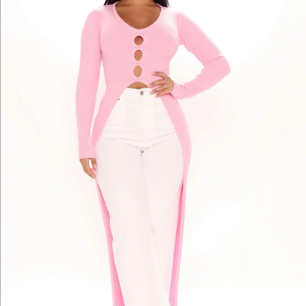 PINK FASHION NOVA MAXI SWEATER NWT